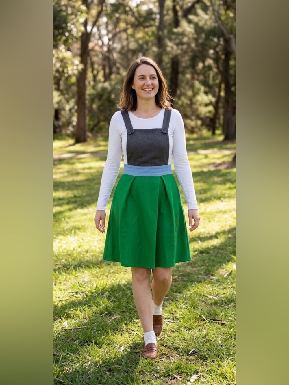 Milly green and grey knit overall dress